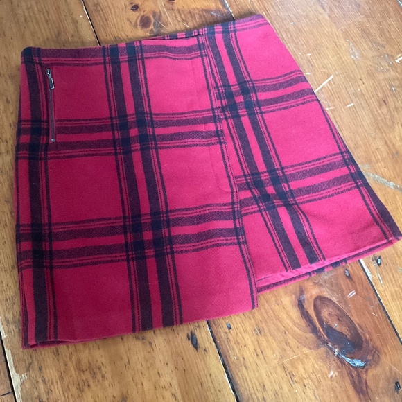 Wool Blend Faux Wrap Plaid Skirt Women's Size 8 - Picture 7 of 12